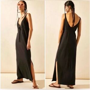 Free People "Essential Tank Midi Dress" Sleeveless Black Size-M Cover-Up